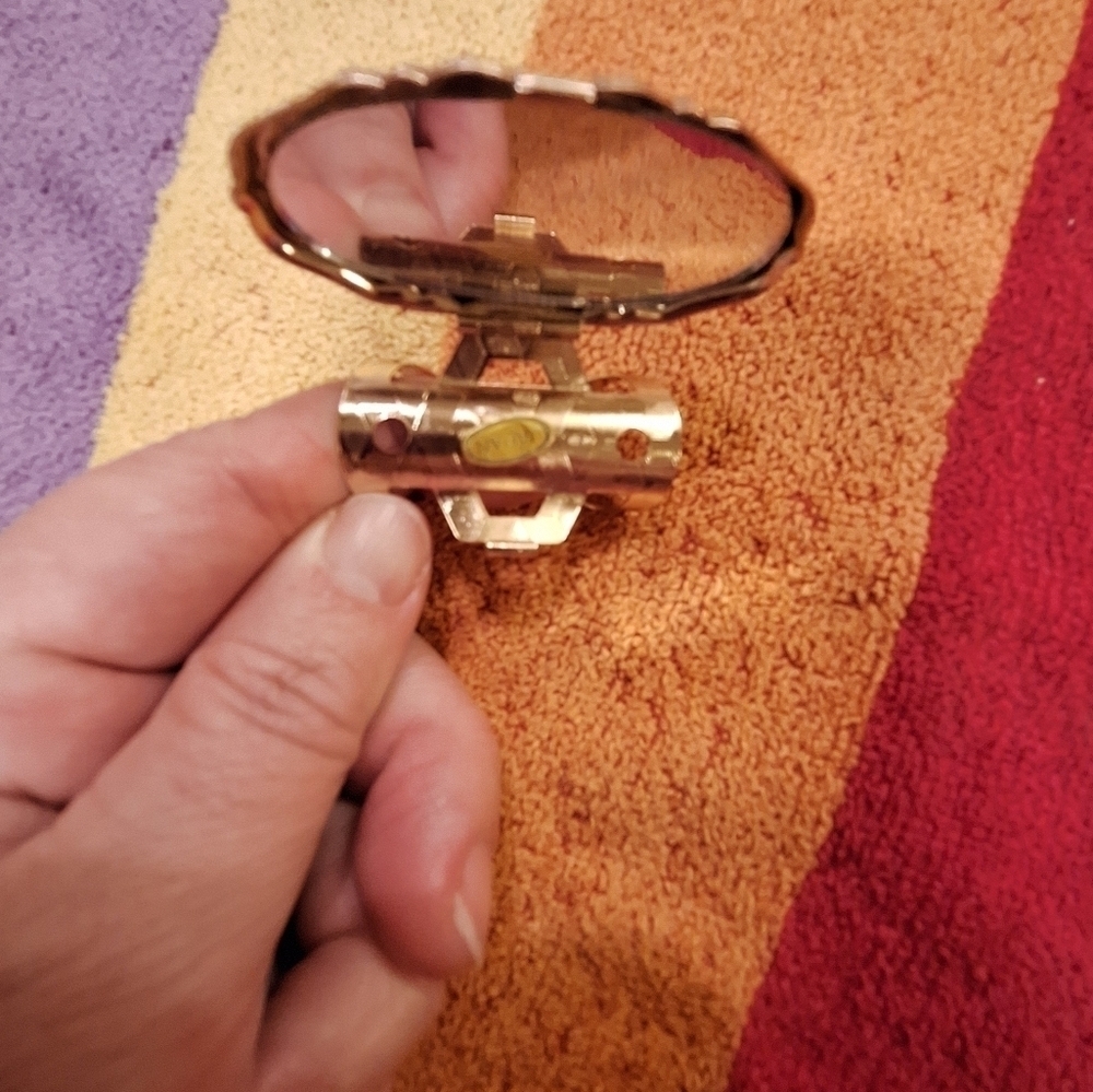 Blue Oval Mirror Ring Made in Japan Gold Tone - Picture 5 of 7